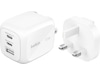 Belkin BoostCharge Pro GaN 70W vegglader + reiseadapter Mobilladere