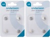 Andersson LR44 knappcellebatterier 2x4-pk Batterier til generell bruk