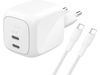 Belkin vegglader 67W dobbel USB-C PD GaN (hvit) Mobilladere