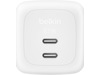 Belkin vegglader 67W dobbel USB-C PD GaN (hvit) Mobilladere