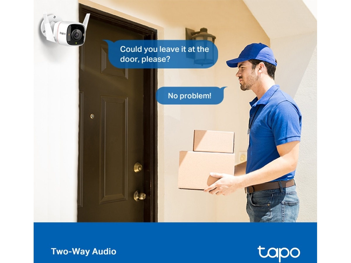 TP-Link Tapo C320WS 2K WiFi Utendørs kamera (hvit) Overvåkningskameraer