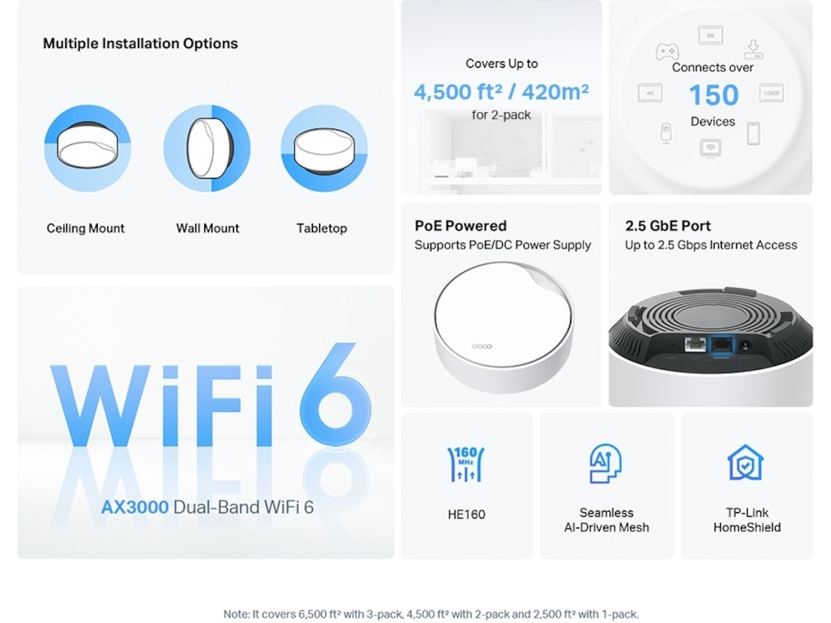 TP-Link Deco X50-PoE Mesh 3-pack Routere