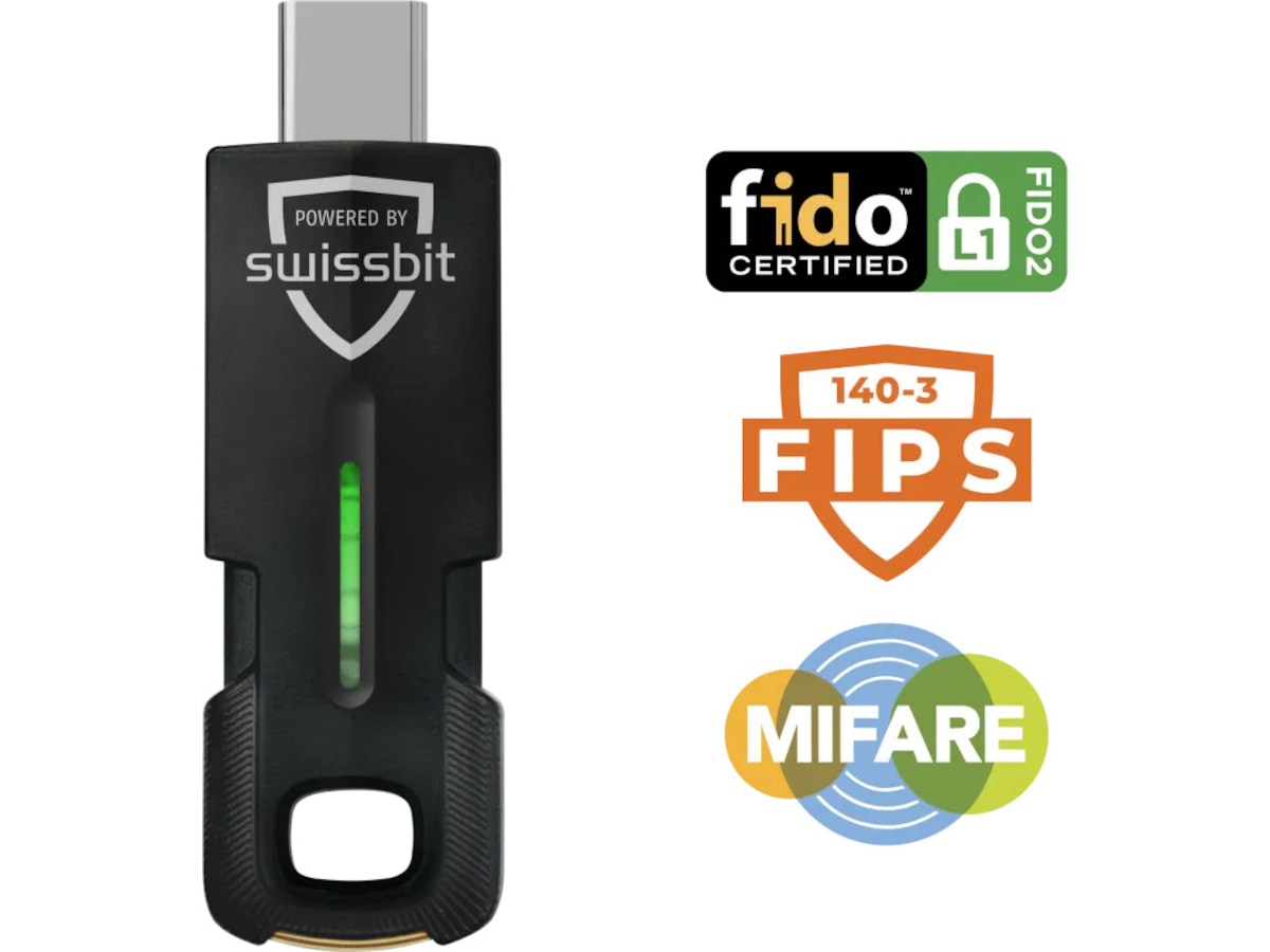 Swissbit iShield Key 2 USB-C sikkerhetsnøkkel med FIDO2-støtte Antivirus/Sikkerhet