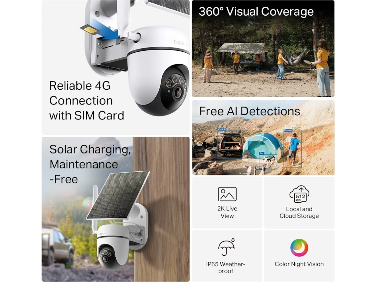 TP-Link Tapo C615G KIT overvåkningskamera, solcelledrevet Overvåkningskameraer