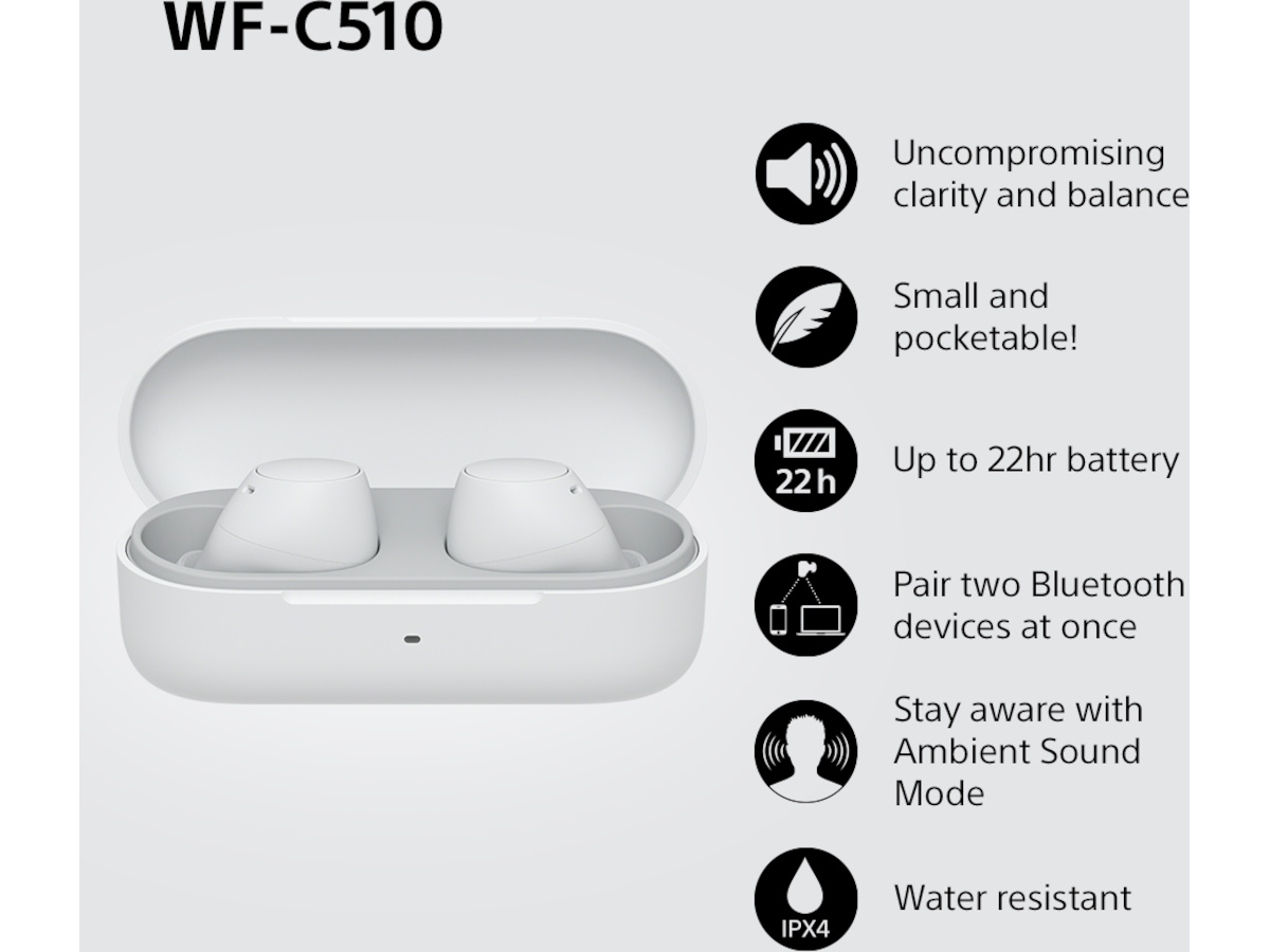 Sony WH-1000XM5 trådløse hodetelefoner, over-ear (sølv) + WF-510 buds Hodetelefoner