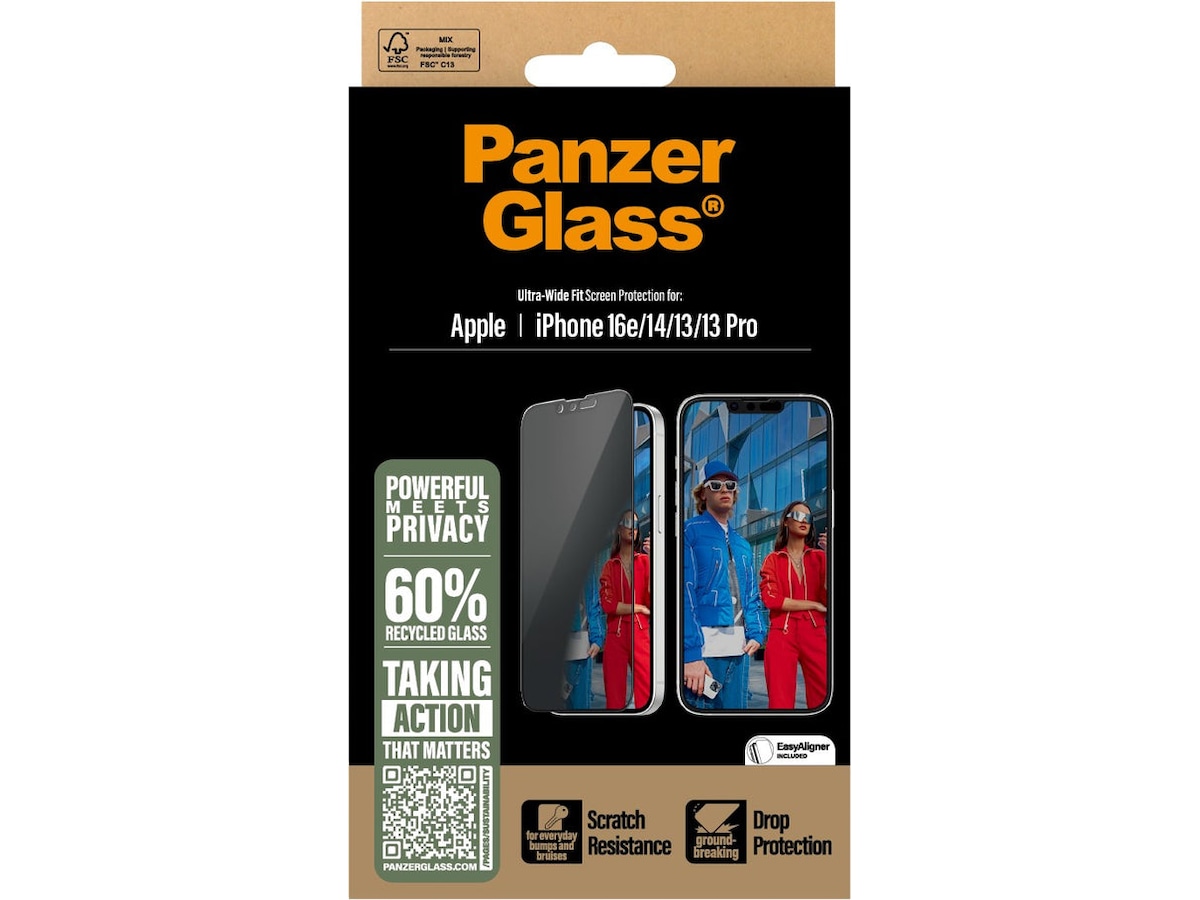 PanzerGlass iPhone 16e/14/13/13 Pro Privacy Skjermbeskytter Skjermbeskytter