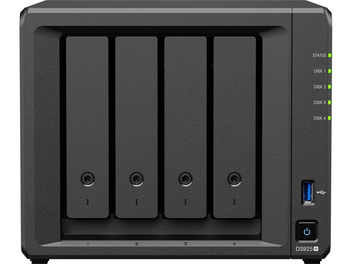Synology DS925+ skrivebordsmodell, 4-bay, QUAD CORE, 4GB DDR4 RAM Nettverkslagring (NAS)