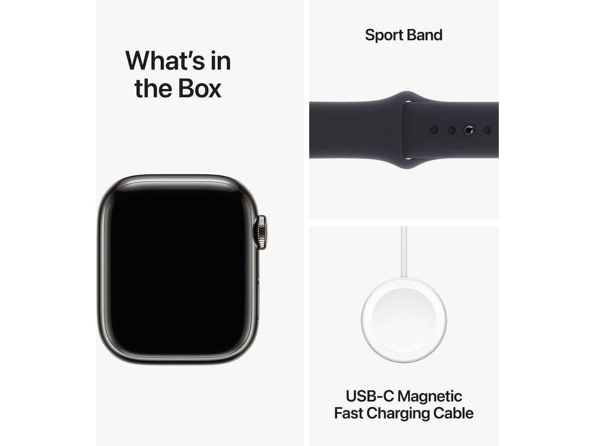 Apple Watch Series 9 GPS + LTE 41mm Rustfritt stål (grafitt) Smartklokker