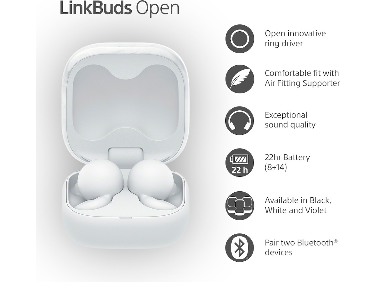 Sony Linkbuds Open true wireless ørepropper (hvit) Ørepropper