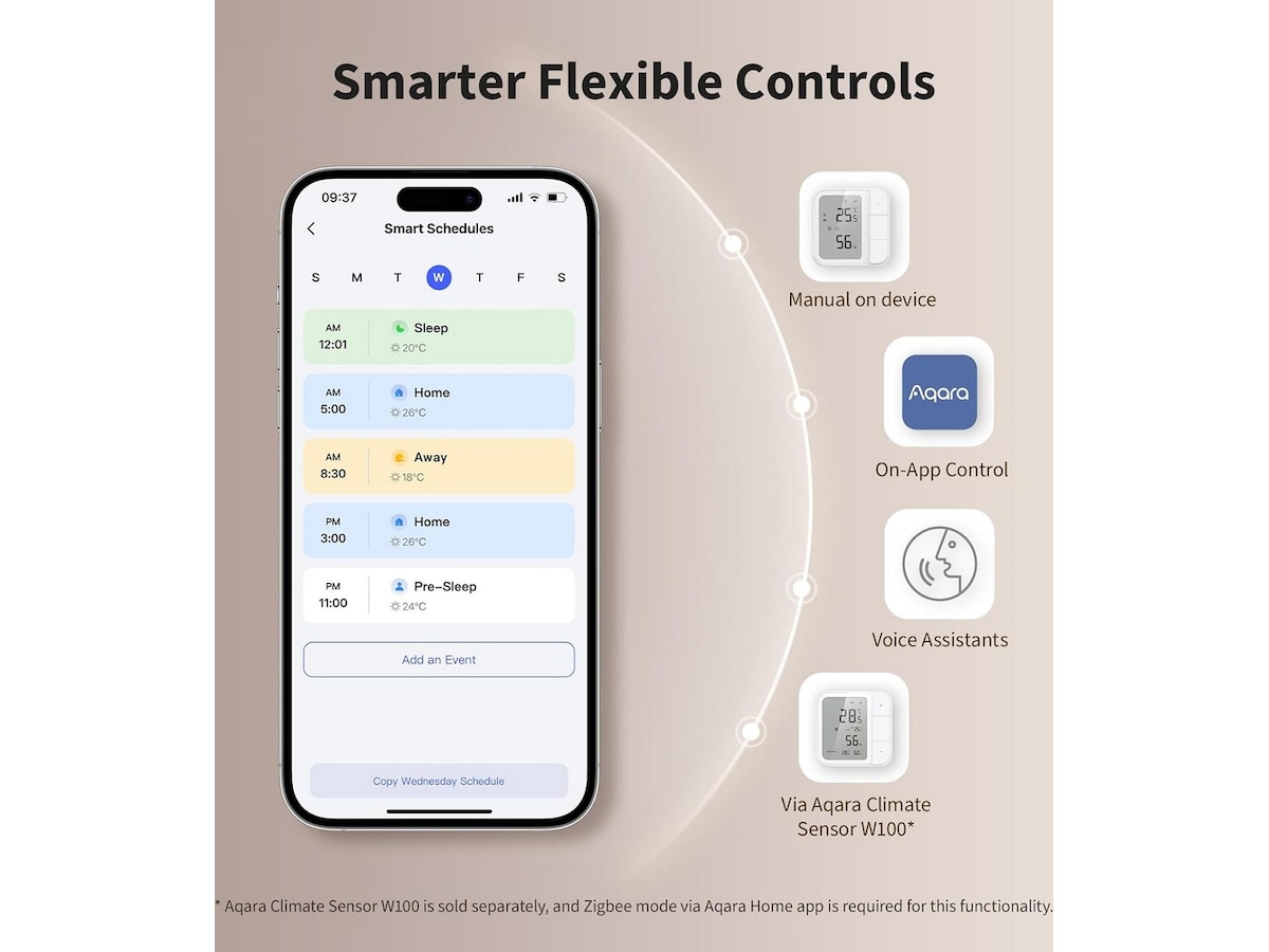 Aqara Gulvvarmetermostat W500 Tilbehør til varme