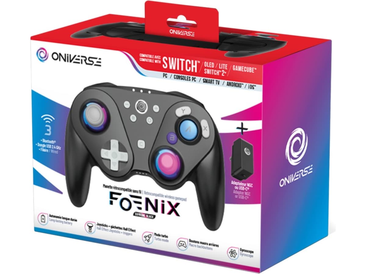 Oniverse Foenix Nintendo Switch 2 trådløs kontroller (sort) Tilbehør til spillkonsoller