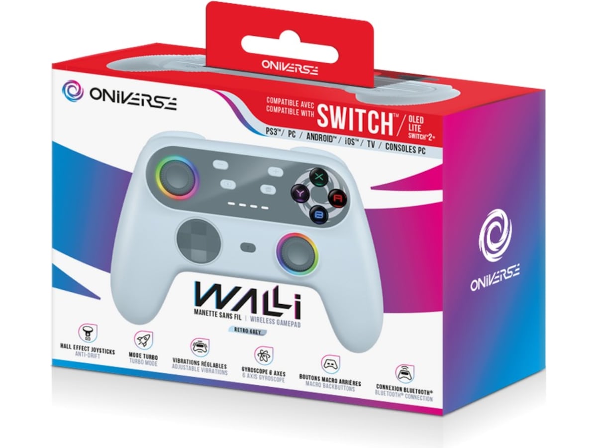 Oniverse Walli Nintendo Switch 2 trådløs kontroller (retro grå) Tilbehør til spillkonsoller