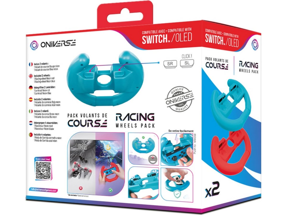 Oniverse Nintendo Switch klassiske Joy-Con ratt (rød/blå) Tilbehør til spillkonsoller