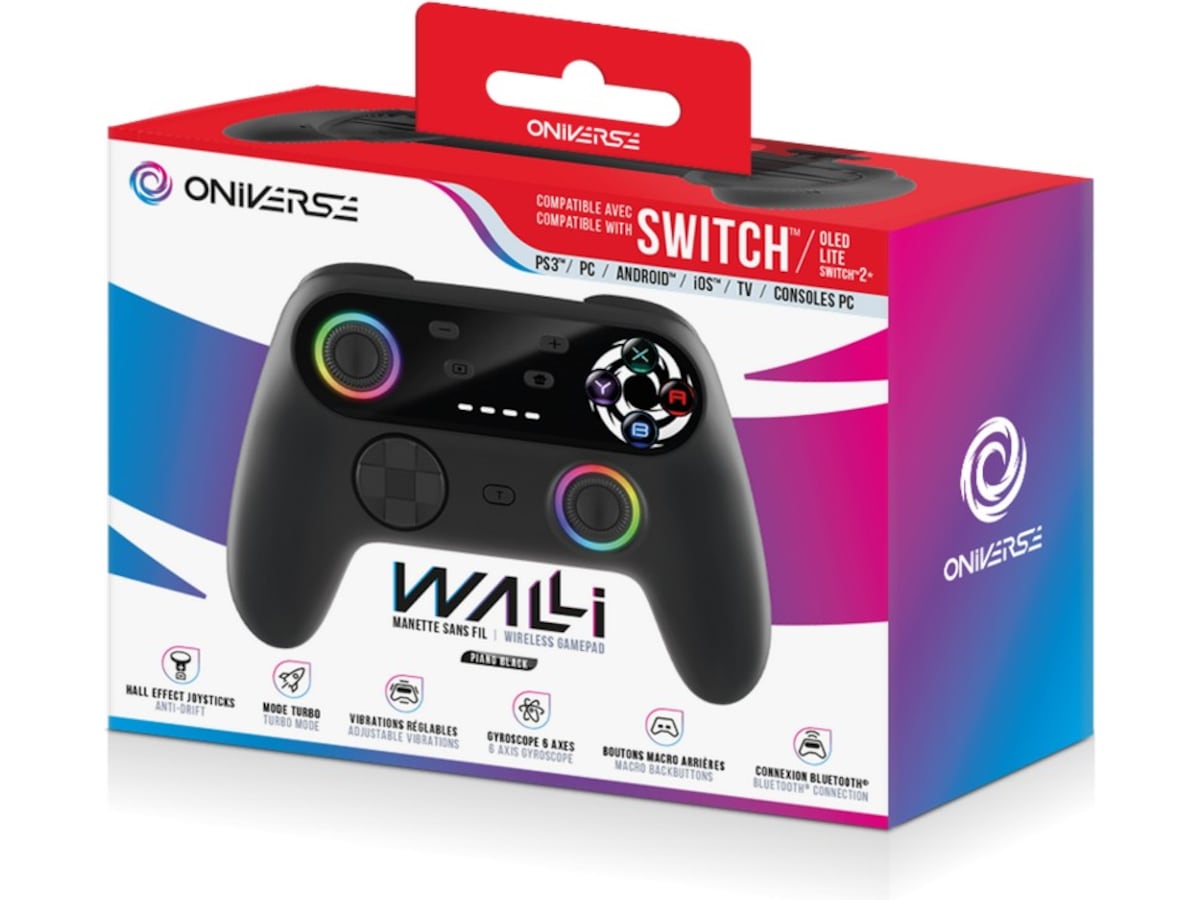 Oniverse Walli Nintendo Switch 2 trådløs kontroller (piano sort) Tilbehør til spillkonsoller
