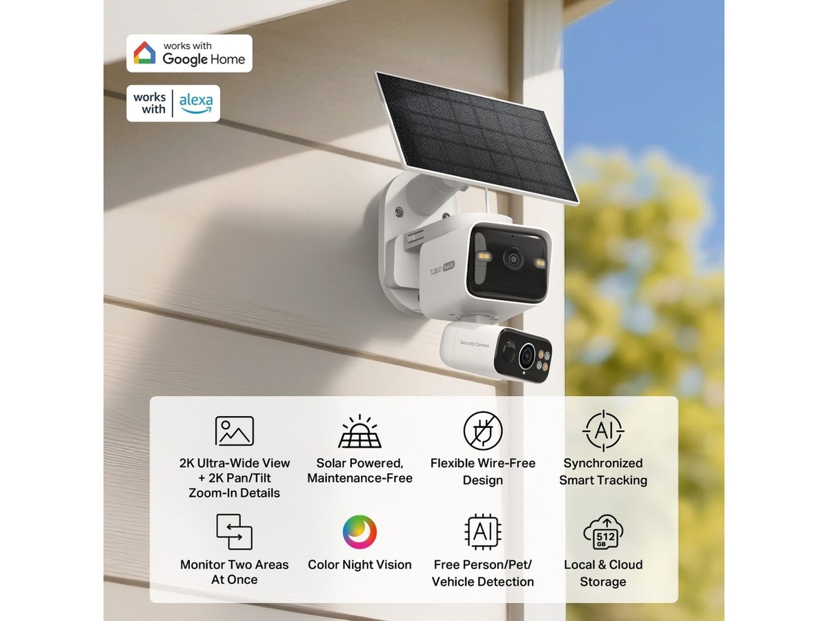 TP-Link Tapo C645D KIT overvåkningskamera, solcelledrevet Overvåkningskameraer