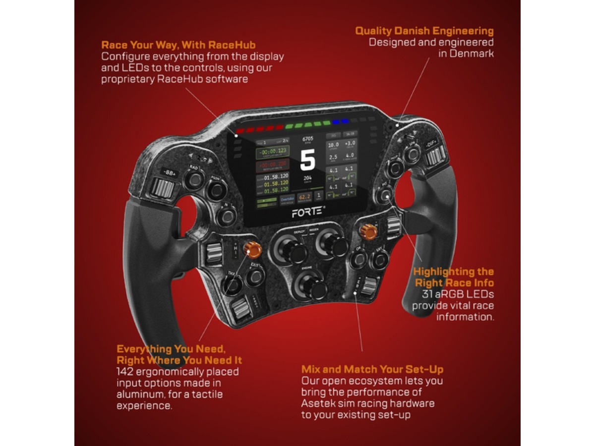 Asetek Forte Formula Pro ratt Ratt og pedaler
