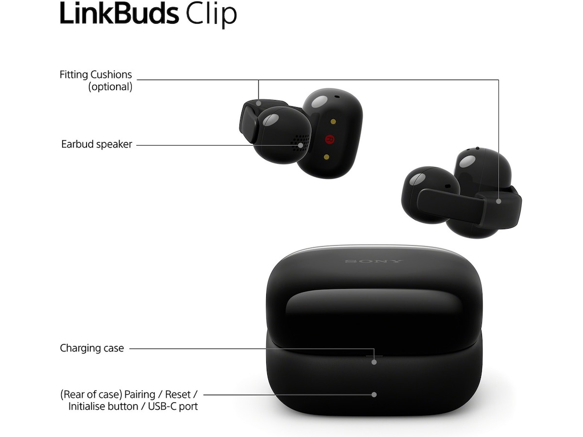 Sony LinkBuds Clip åpne øretelefoner (gråbeige) Hodetelefoner