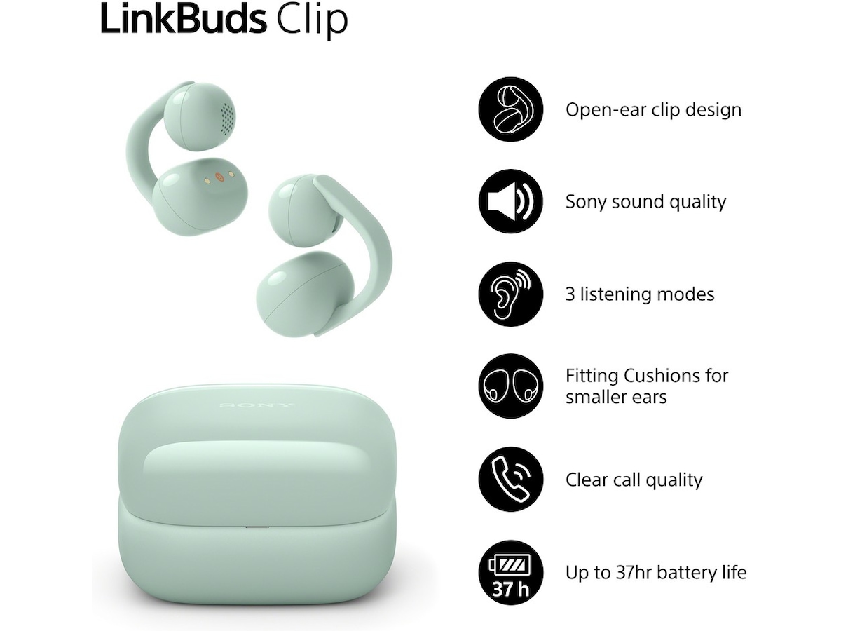 Sony LinkBuds Clip åpne øretelefoner (grønn) Hodetelefoner