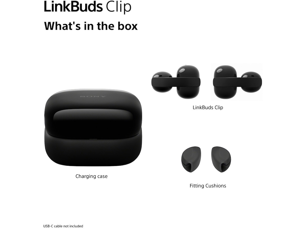 Sony LinkBuds Clip åpne øretelefoner (sort) Hodetelefoner