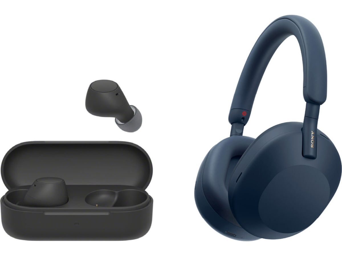 Sony WH-1000XM5 trådløse hodetelefoner over-ear (blå) + WF-510 buds Hodetelefoner