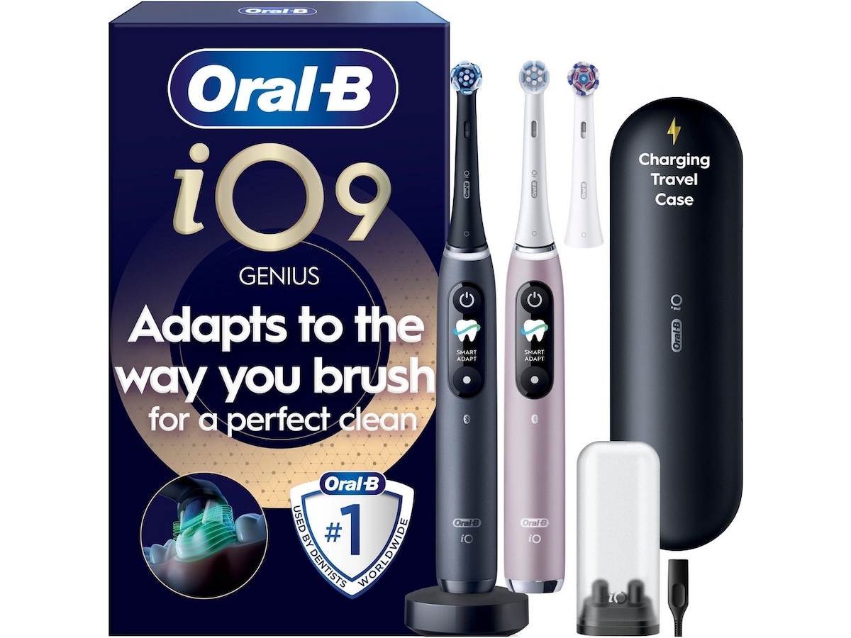 Oral-B iO9 elektrisk tannbørste duo-pakke (svart og rosa) Tilbehør til tannpleie
