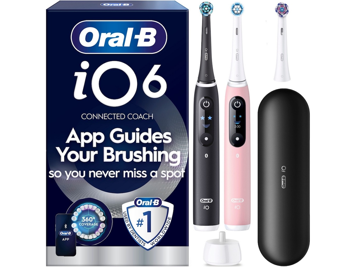 Oral-B iO6 elektrisk tannbørste (svart og rosa) Tilbehør til tannpleie