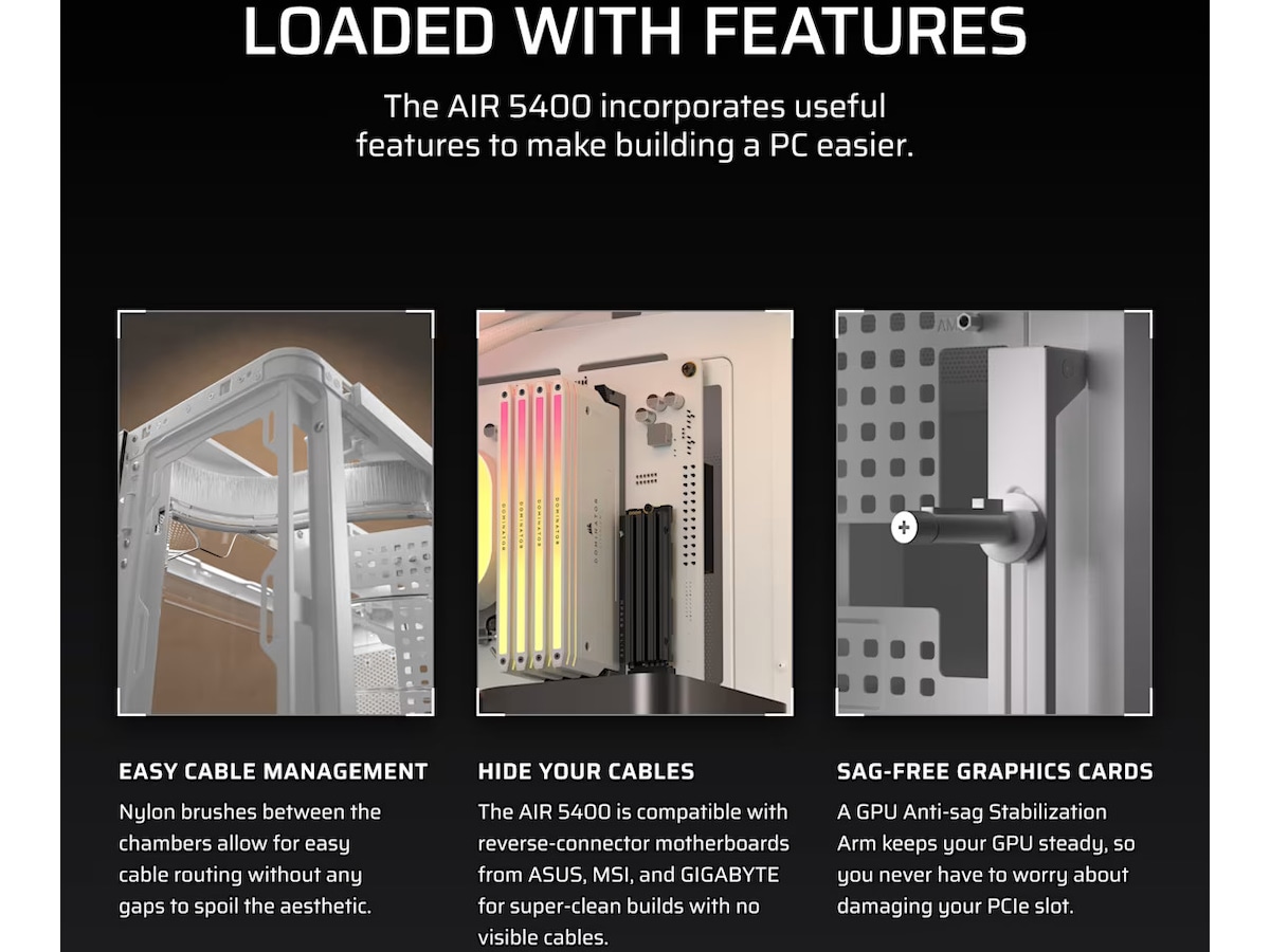 Corsair AIR 5400 LX-R RGB iCUE LINK Triple Chamber Mid Tower (hvit) Midi tower