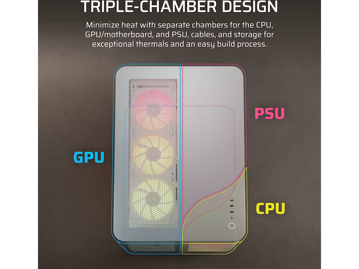 Corsair AIR 5400 LX-R RGB iCUE LINK Triple Chamber Mid Tower (hvit) Midi tower