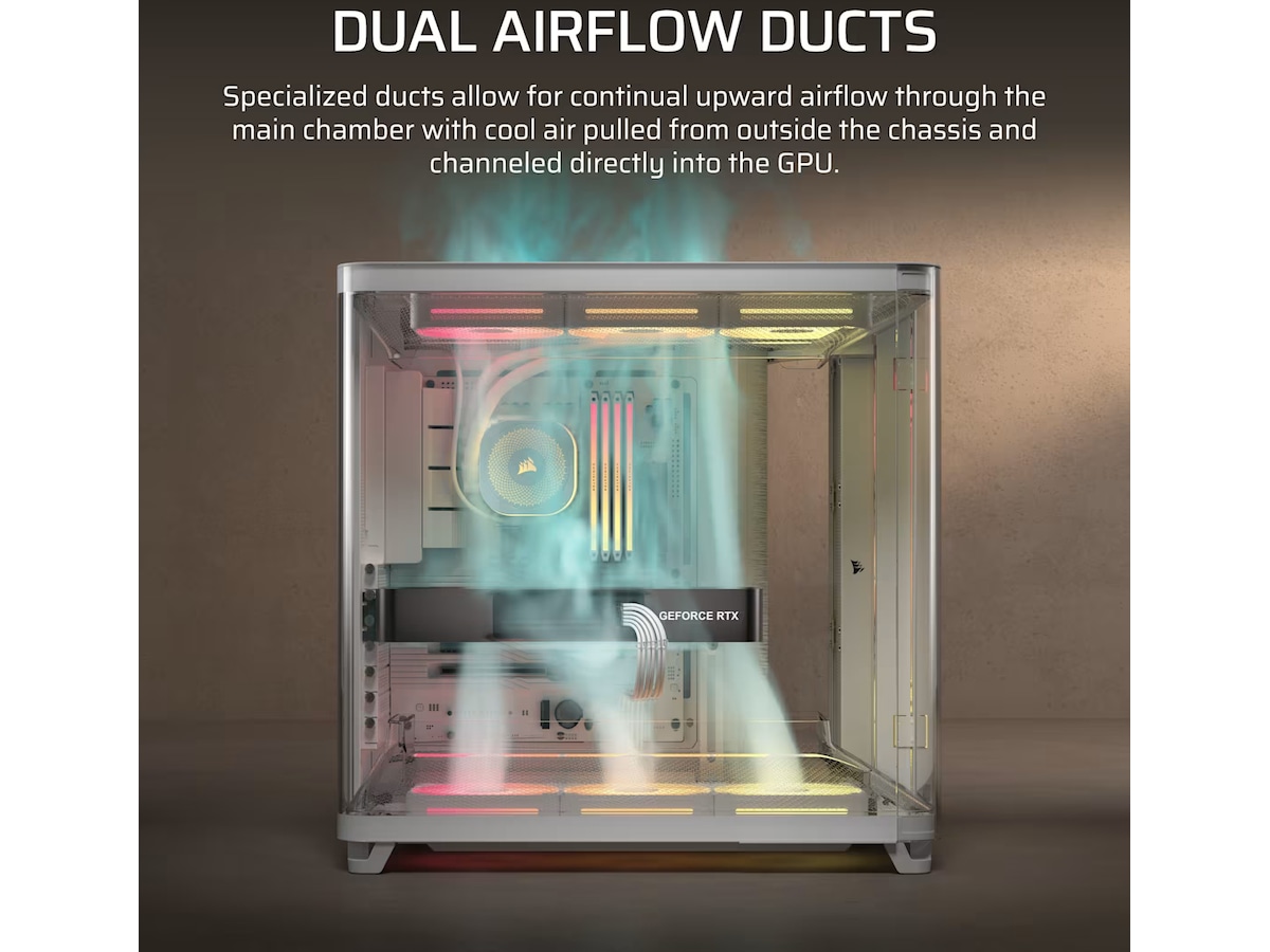 Corsair AIR 5400 LX-R RGB iCUE LINK Triple Chamber Mid Tower (hvit) Midi tower