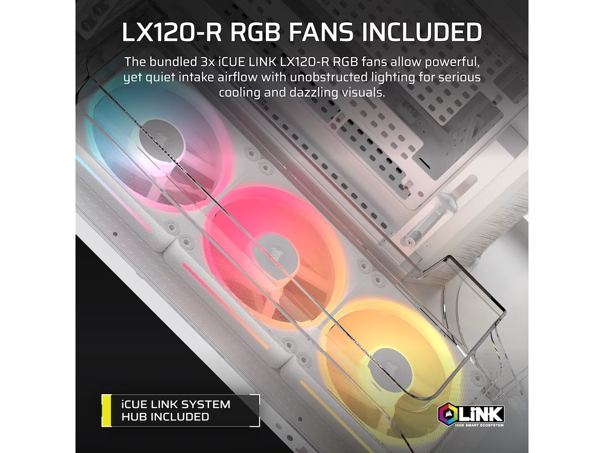 Corsair AIR 5400 LX-R RGB iCUE LINK Triple Chamber Mid Tower (hvit) Midi tower