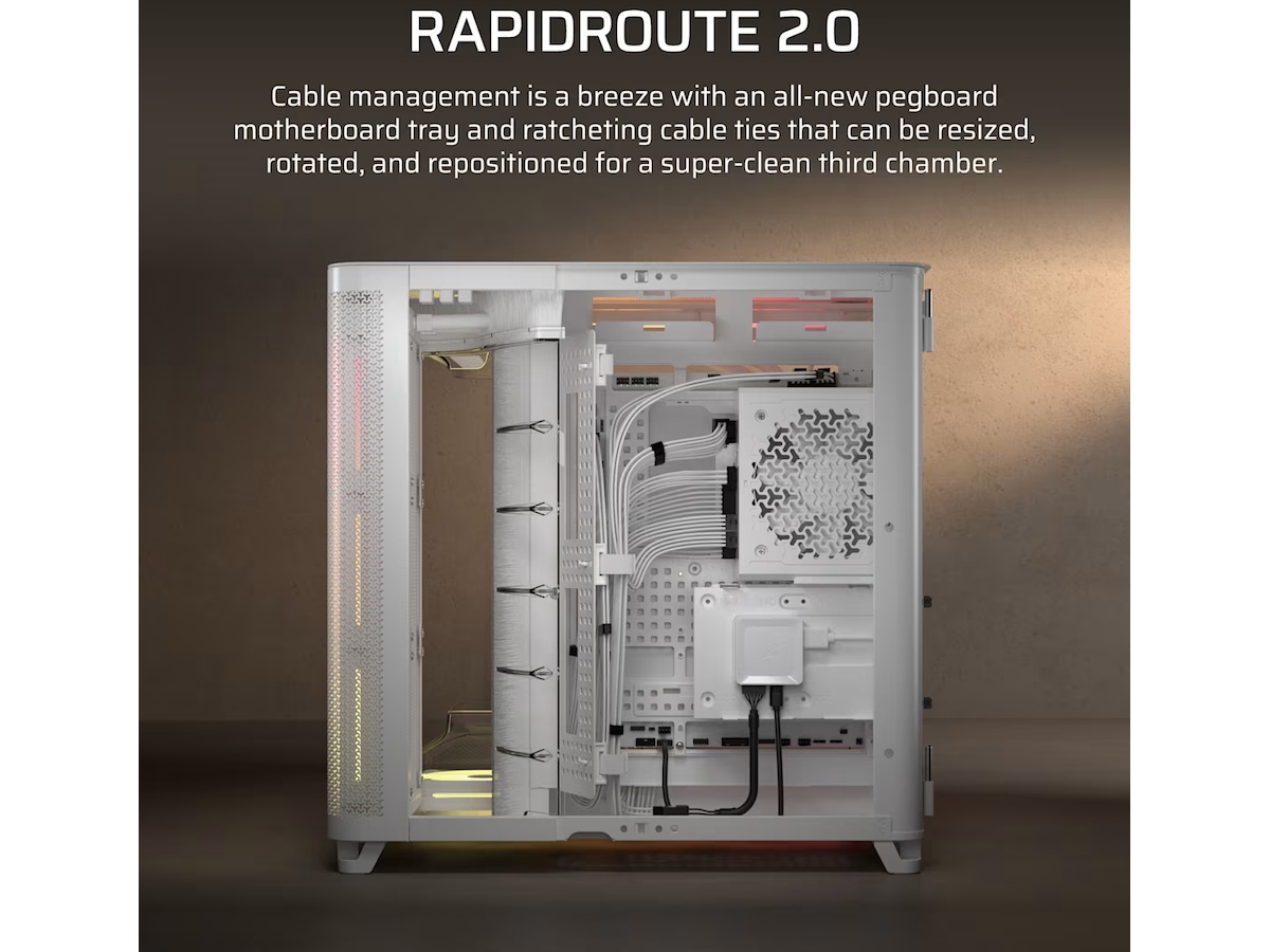 Corsair AIR 5400 LX-R RGB iCUE LINK Triple Chamber Mid Tower (hvit) Midi tower