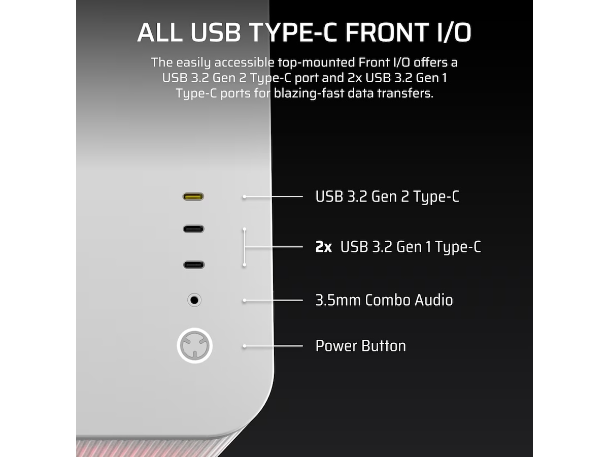 Corsair AIR 5400 LX-R RGB iCUE LINK Triple Chamber Mid Tower (hvit) Midi tower