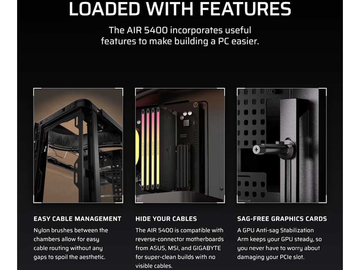 Corsair AIR 5400 LX-R RGB iCUE LINK Triple Chamber Mid Tower (svart) Midi tower