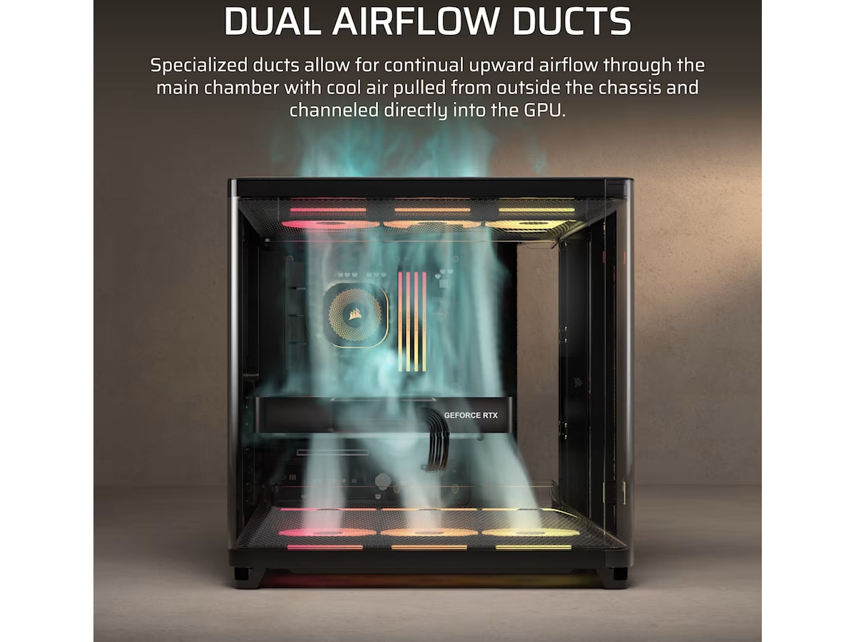 Corsair AIR 5400 LX-R RGB iCUE LINK Triple Chamber Mid Tower (svart) Midi tower