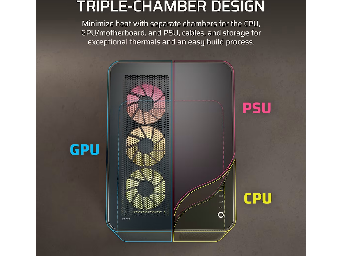 Corsair AIR 5400 RS-R ARGB Triple Chamber Mid Tower (svart) Midi tower