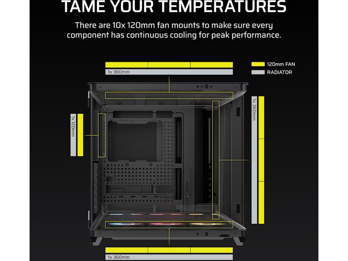 Corsair AIR 5400 RS-R ARGB Triple Chamber Mid Tower (svart) Midi tower