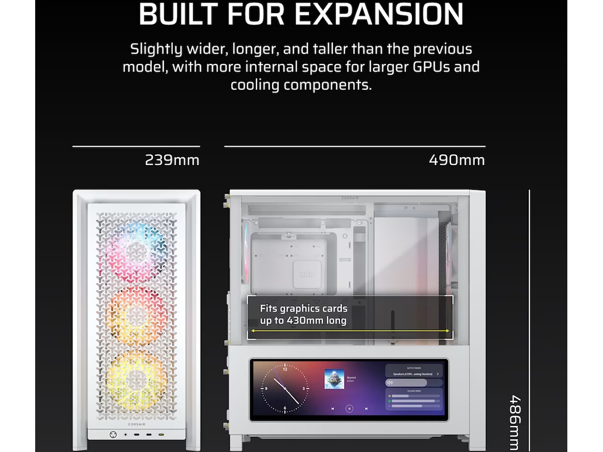 Corsair Frame 4000D LCD RS Performance mid tower (hvit) Midi tower