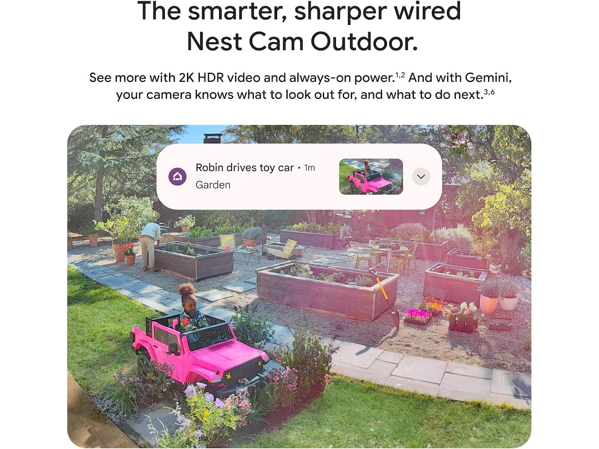 Google Nest Cam utendørs 2. gen (med ledning, hvit) Overvåkningskameraer