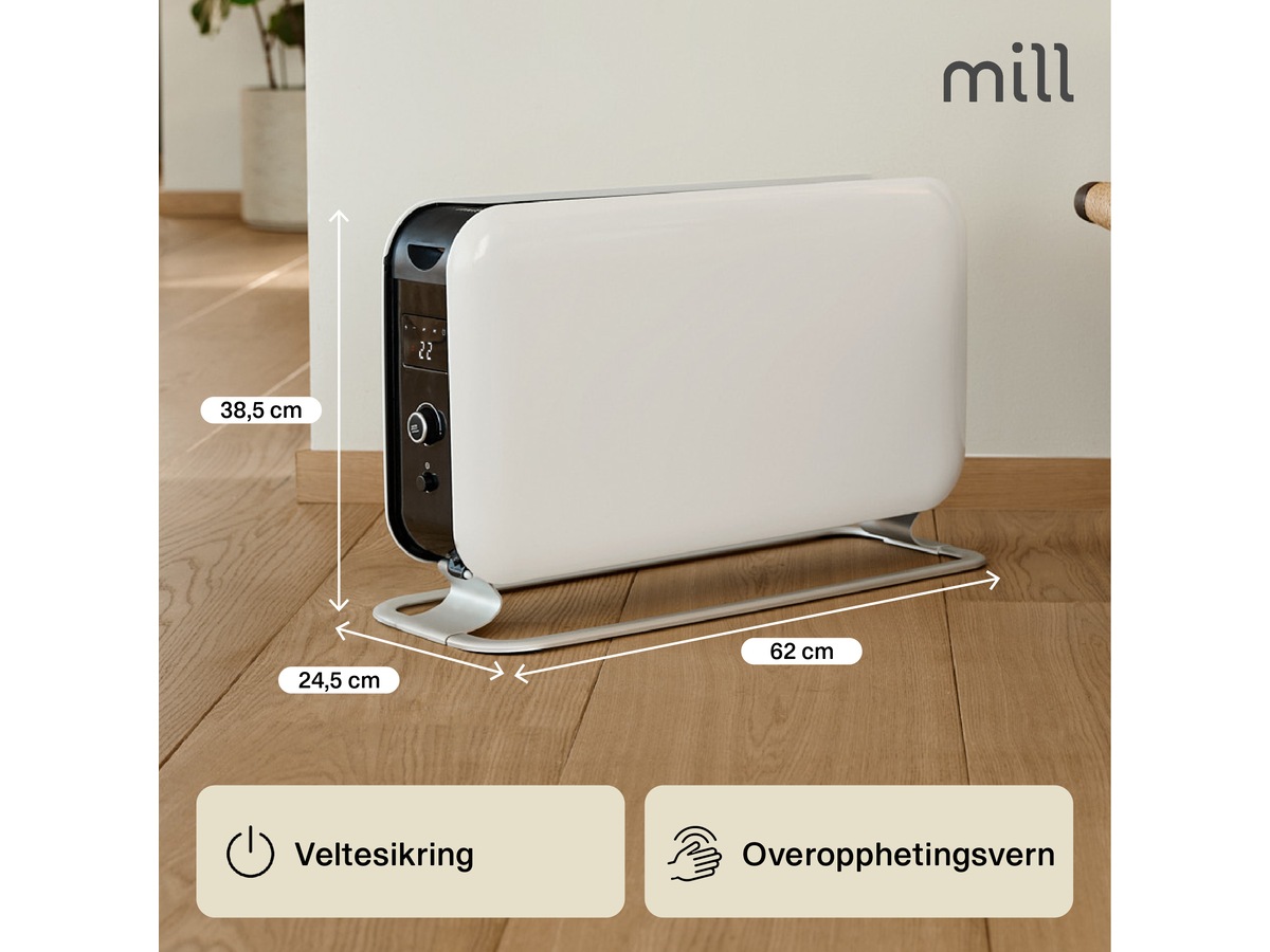 Mill Instant Max gulvovn 2200W LED (hvit) Frittstående varmeovner