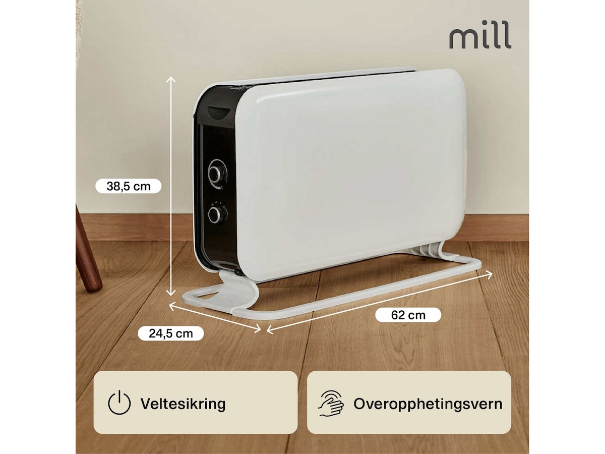 Mill Instant Max gulvovn 2200W Mec (hvit) Frittstående varmeovner