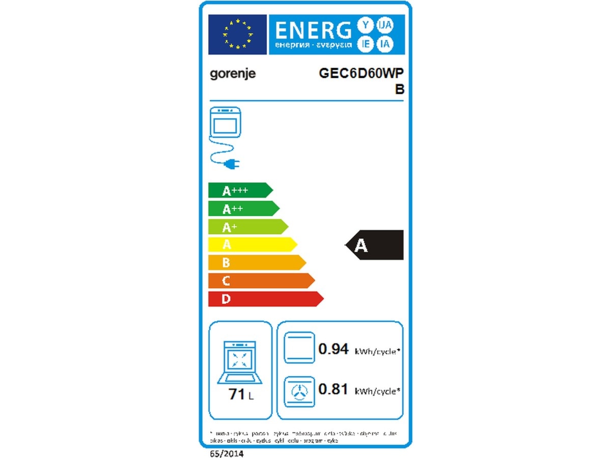 Gorenje GEC6D60WPB glasskeramisk komfyr (hvit) Komfyr