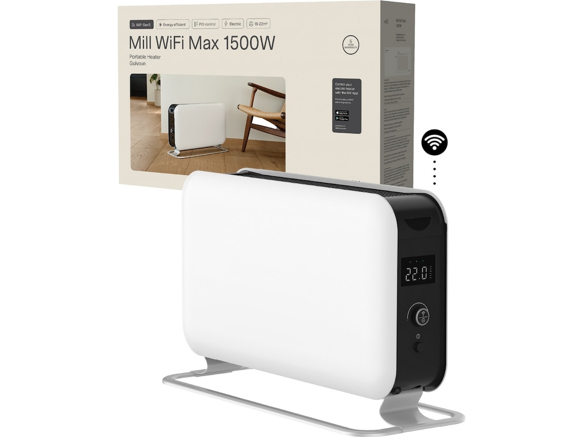 Mill Max WiFi gulvovn 1500W (hvit) Frittstående varmeovner
