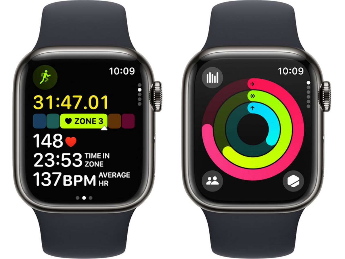 Apple Watch Series 9 GPS + LTE 41mm Rustfritt stål (grafitt) Smartklokker