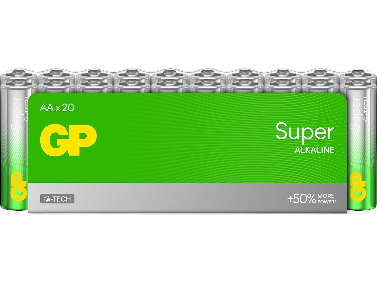 GP Super Alkaline AA/LR6 batteri, 20-pk Batterier til generell bruk