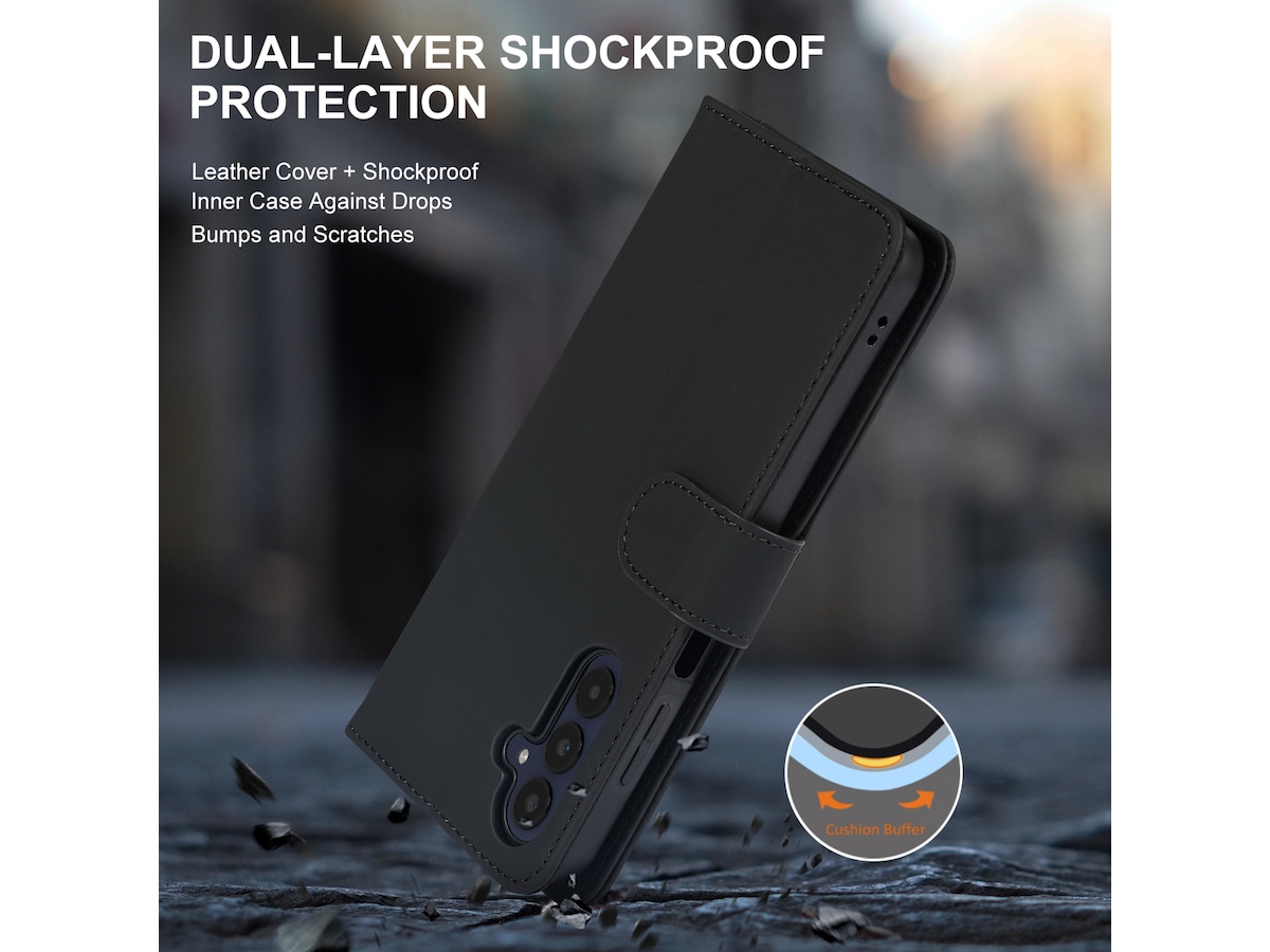 iiglo Samsung Galaxy A25 Lommebokdeksel (sort) Mobildeksel