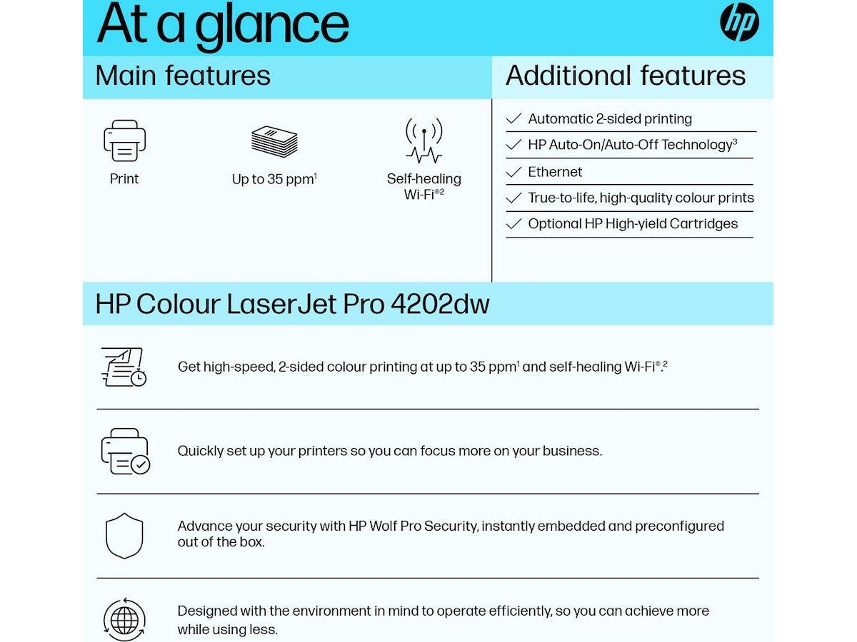 HP Color LaserJet Pro 4202dw laserskriver -B-Grade Demo skrivere