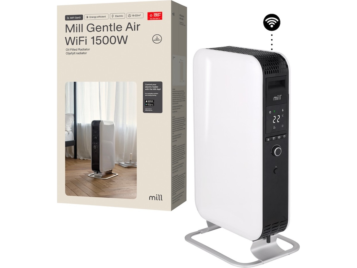 Mill Gentle Air WiFi oljeovn 1500W (hvit) Frittstående varmeovner