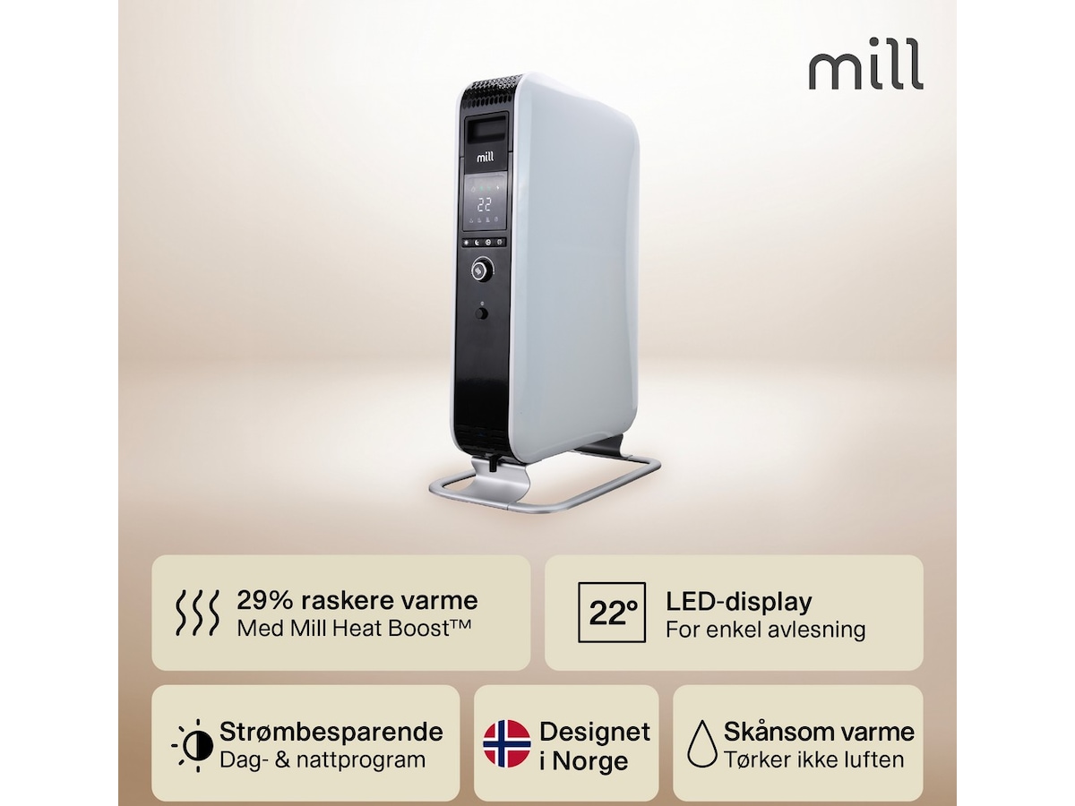 Mill Gentle Air oljeovn 2000w Frittstående varmeovner