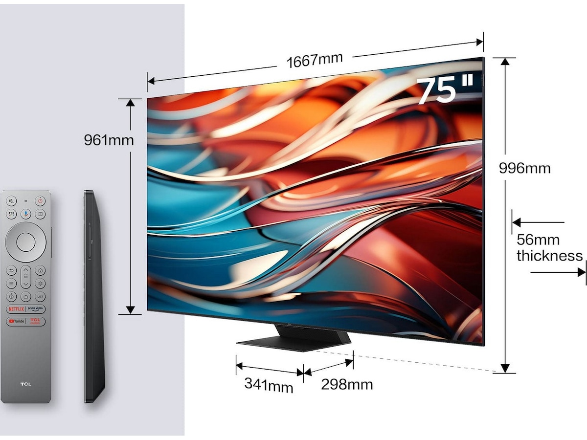 TCL 85" 85C855 QLED Pro 4K Google TV 144Hz Over 80 tommer TV