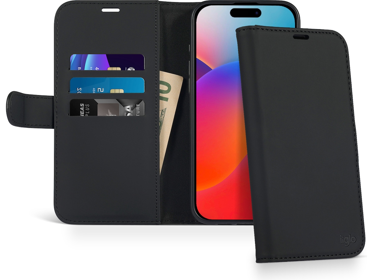 iiglo iPhone 16 Pro Lommebokdeksel (sort) Mobildeksel